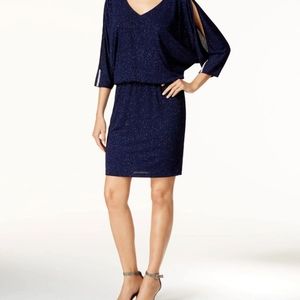 Msk Embellished Cold-Shoulder Blouson Dress - Blue